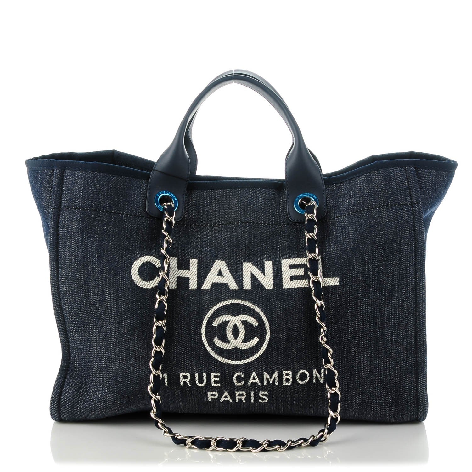 Chanel Denim Large Deauville Tote Dark Blue 1 of 7