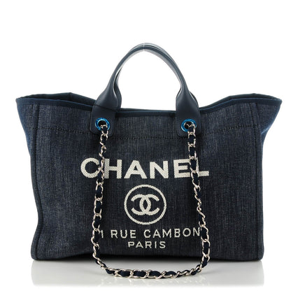 Chanel Denim Large Deauville Tote Dark Blue 1 of 7
