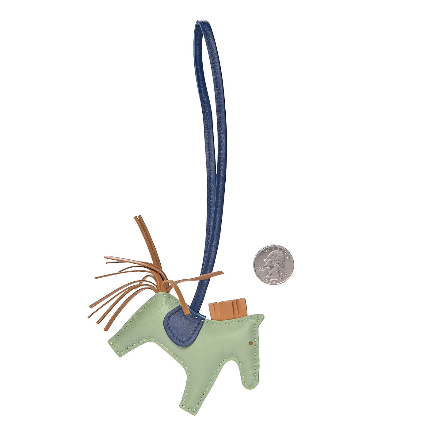 Milo Lambskin Grigri Rodeo Horse Bag Charm PM Vert Criquet Sesame Bleu de Malte