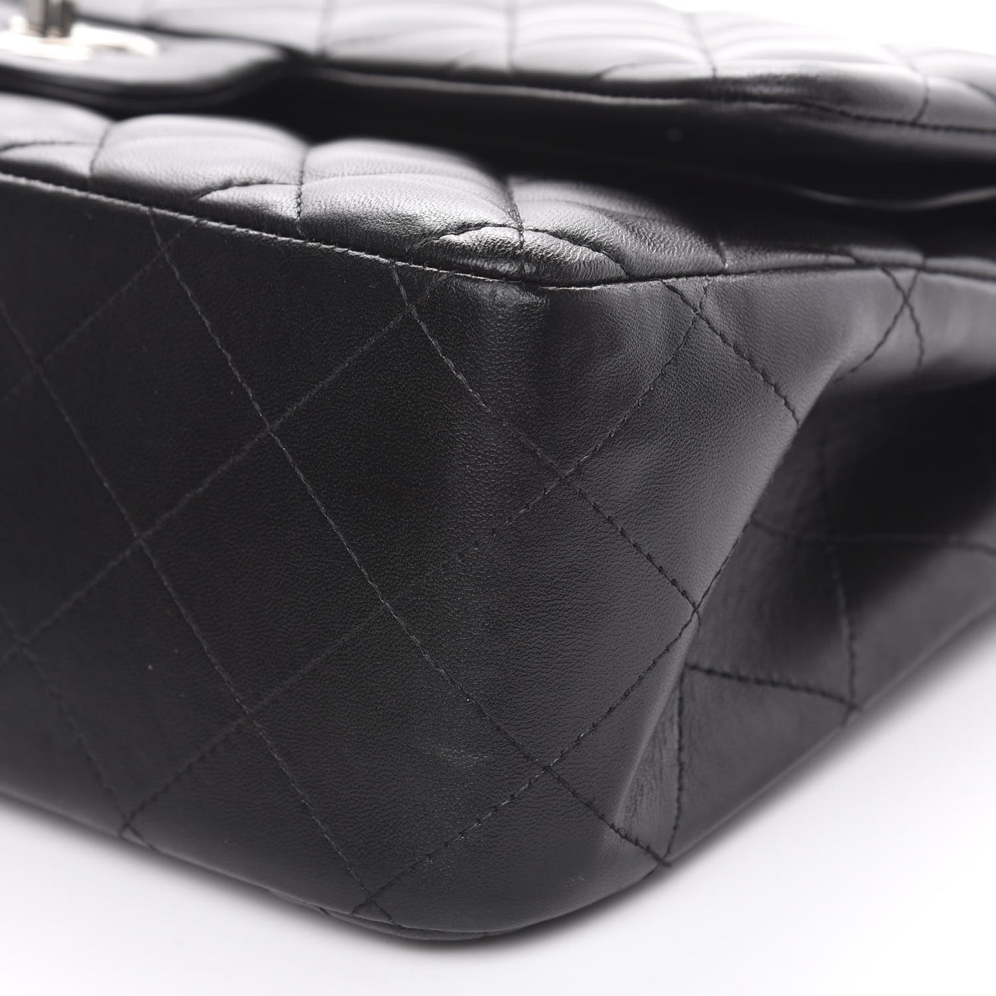 Lambskin Quilted Jumbo Double Flap Black
