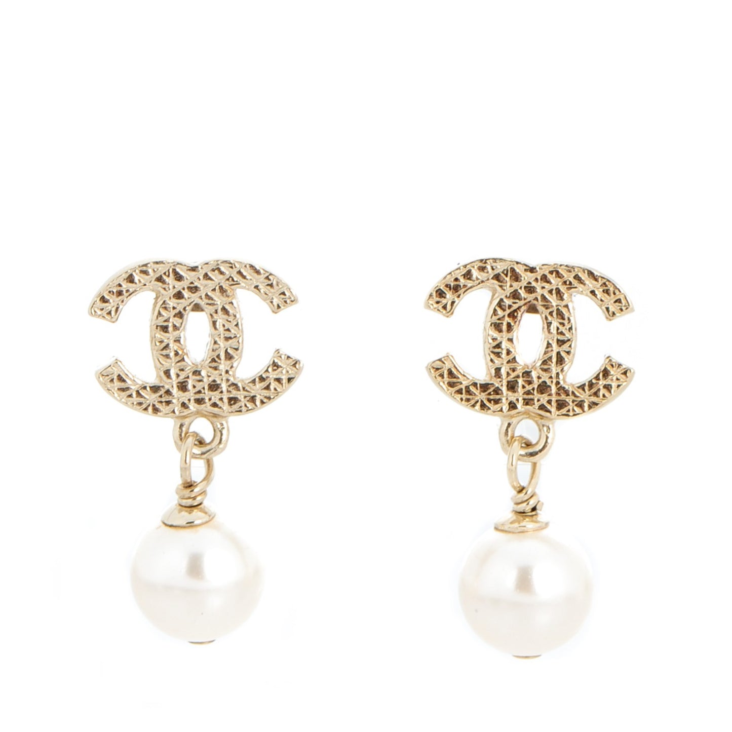 Pearl CC Drop Earrings Gold