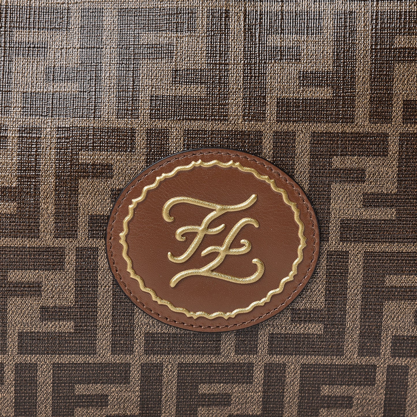 Glazed Fabric FF 1974 Karligraphy Small Travel Bag Mogano Panna