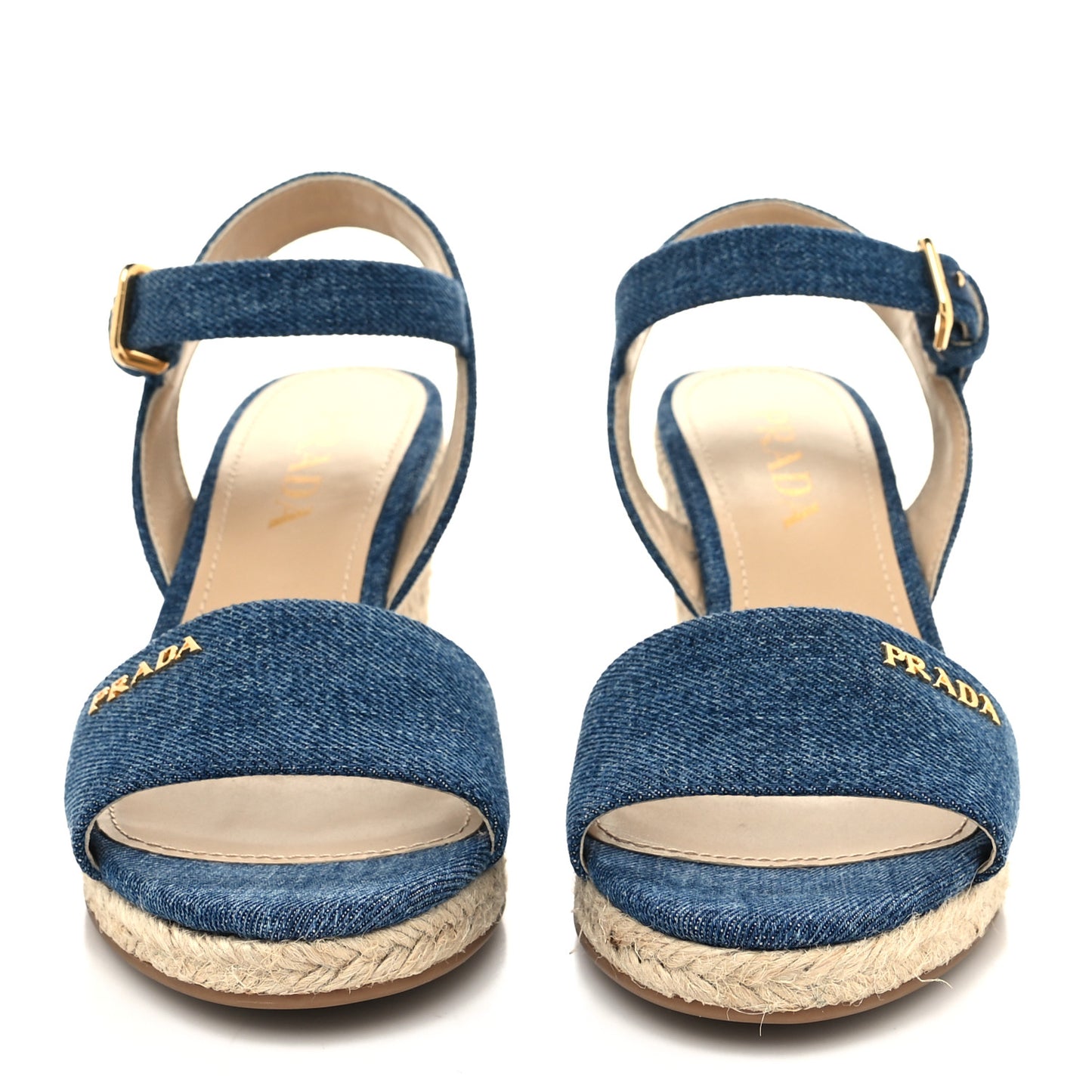 Denim Logo Espadrille 70mm Wedge Sandals 36 Bleu