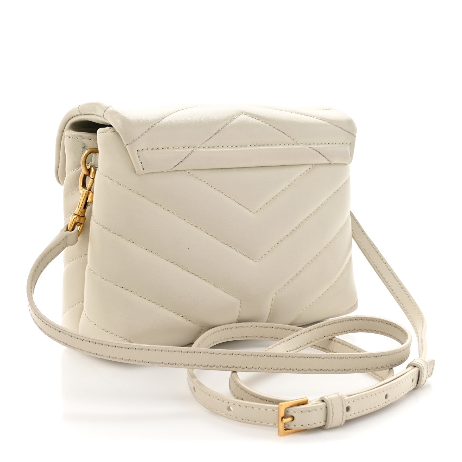 Saint Laurent Calfskin Y Quilted Monogram Toy Loulou Crossbody Bag Crema Soft 3 of 14
