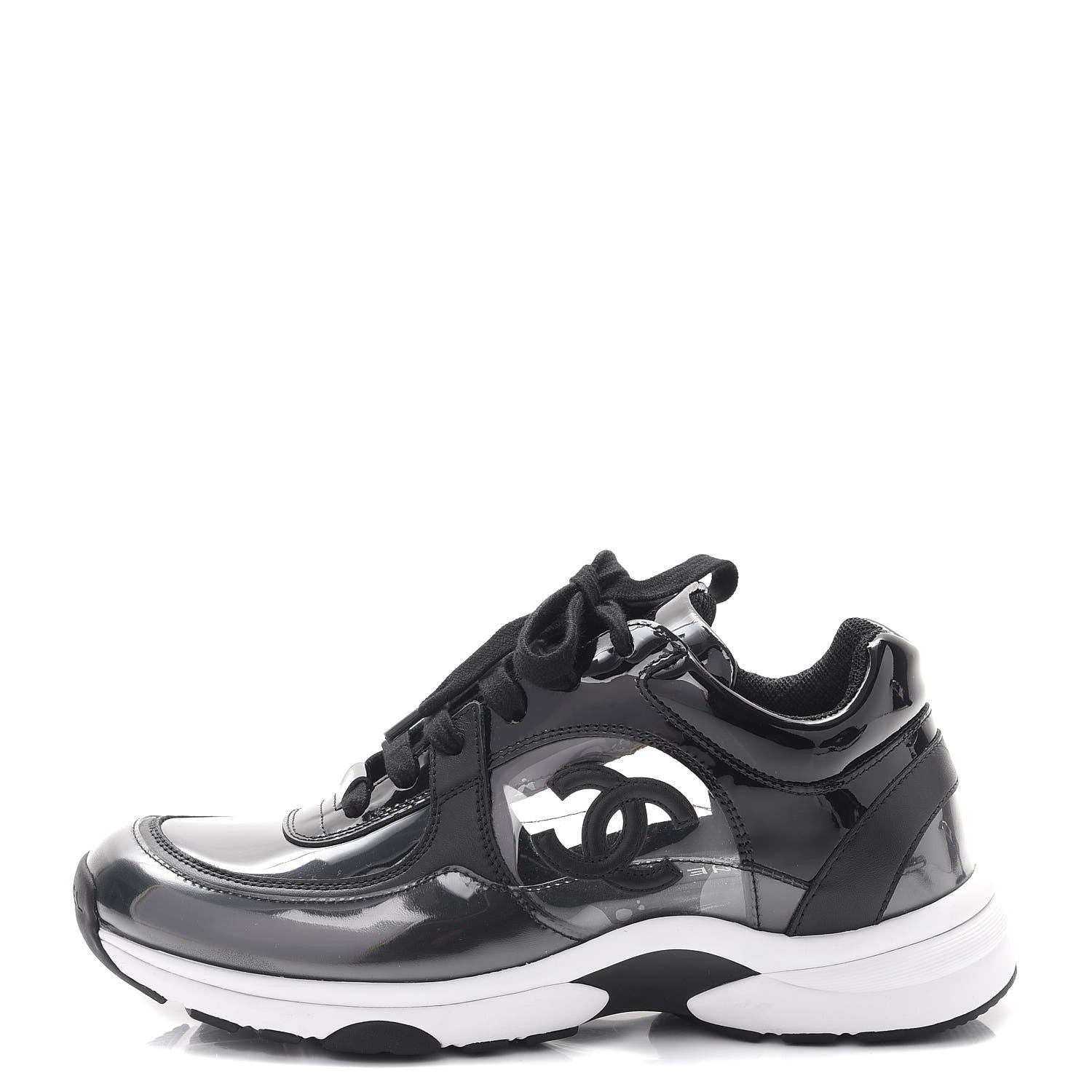 Chanel Patent PVC CC Sneakers 37 Black 1 of 9