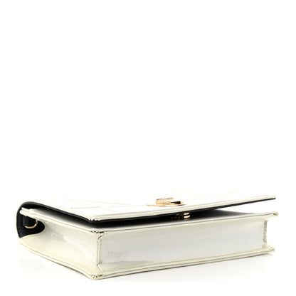 Christian Dior Patent Micro-Cannage Diorama Wallet on Chain Pouch Metallic White 4 of 9