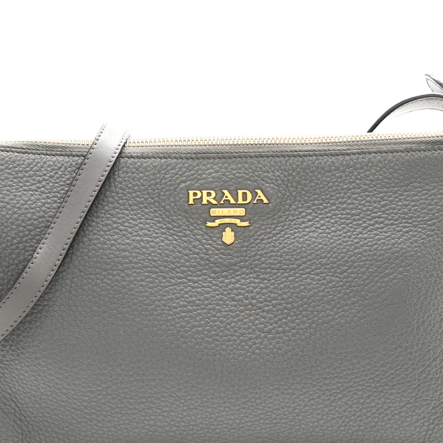 Prada Vitello Phenix Zippered Shoulder Bag Marmo 9 of 12