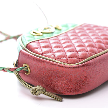Gucci Laminated Nappa Trapuntata Mini Zumi Dome Shoulder Bag Rosso Jasmine Green Rame 8 of 11