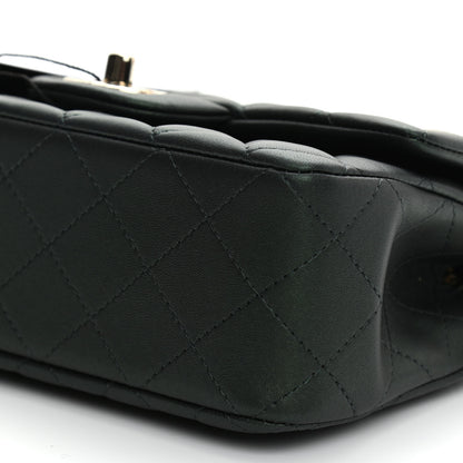 Chanel Iridescent Lambskin Quilted Mini Top Handle Rectangular Flap Dark Green 10 of 11