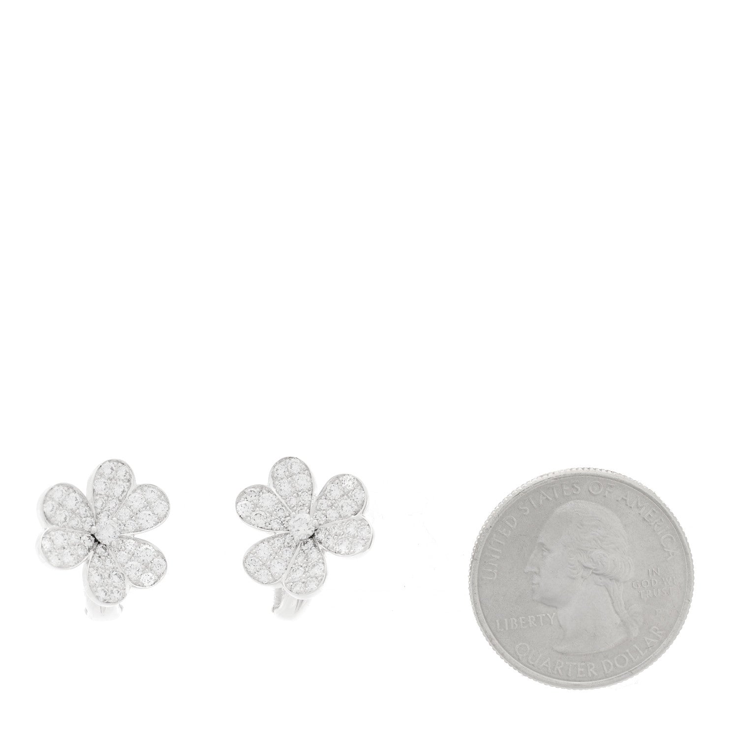 Van Cleef & Arpels 18K White Gold Diamond Small Frivole Pave Earrings 3 of 10