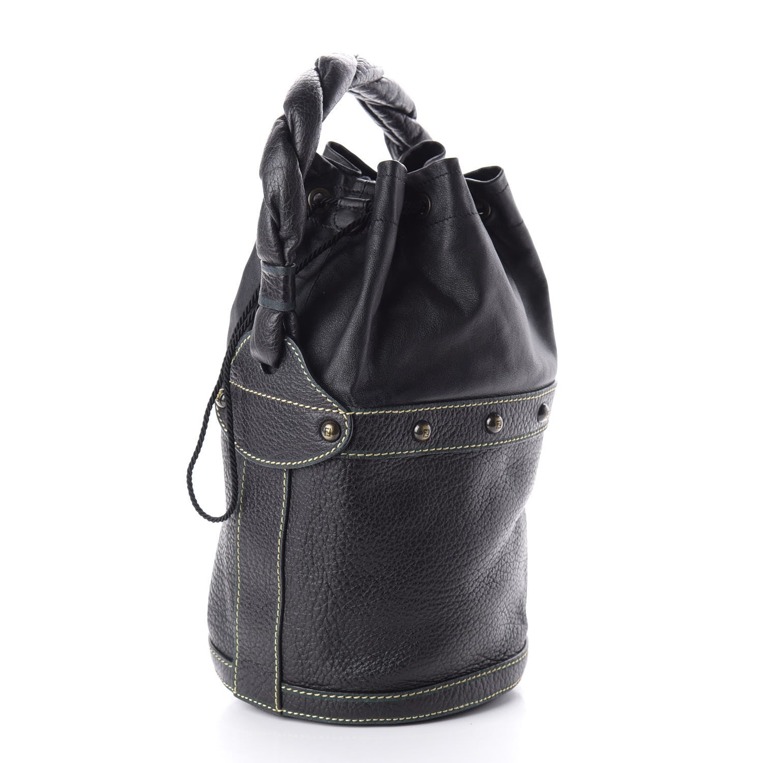 Fendi Vitello Small Palazzo Bucket Bag Black 3 of 9