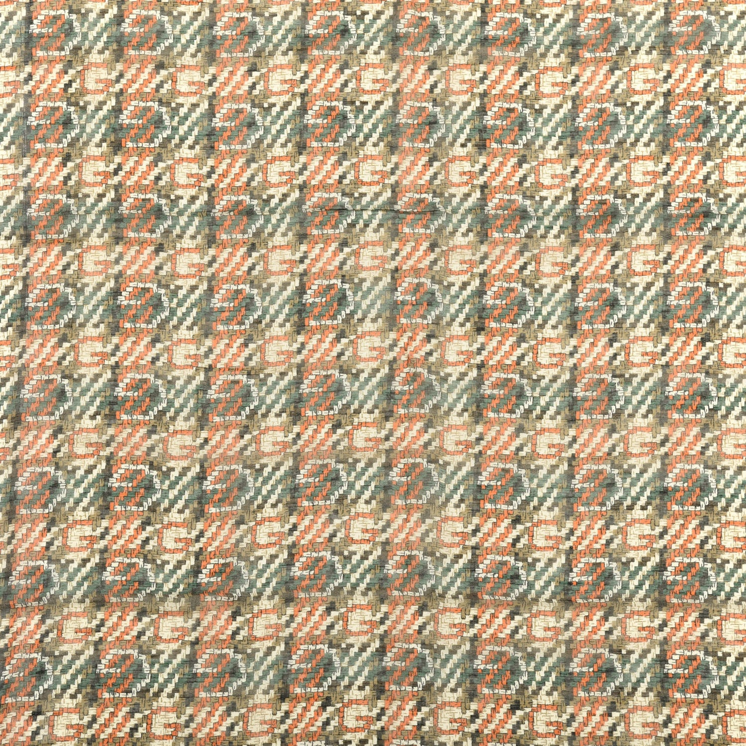 Gucci Modal Cotton Silk Hermion Shawl Scarf Olive Orange 2 of 3