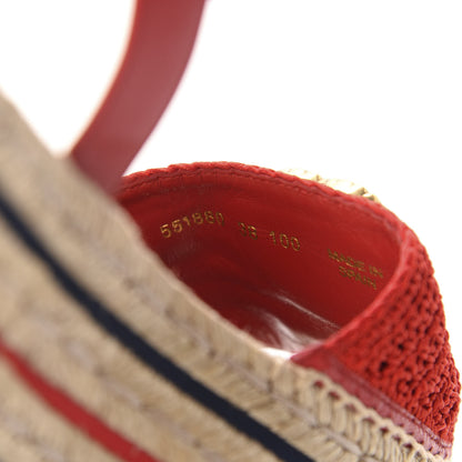 Gucci Cotton Malaga Kid Crochet Pearly GG Lilibeth Espadrille Platform Sandals 38 Hibiscus Red 9 of 10