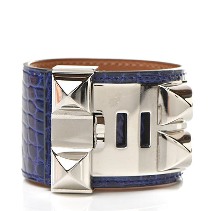 Hermes Shiny Alligator Collier De Chien CDC Bracelet T1 Bleu Electrique 3 of 6