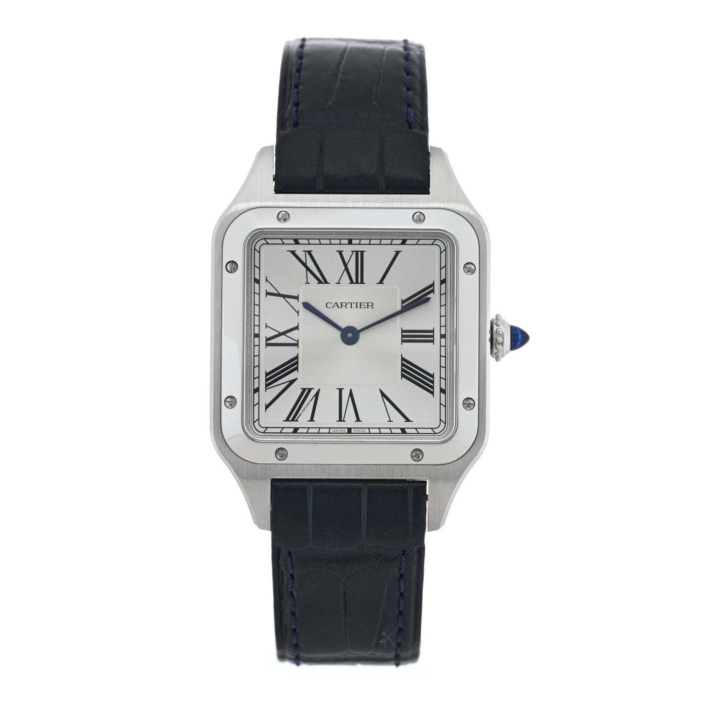 Stainless Steel Alligator 31.4mm Santos Dumont Quartz Watch Blue