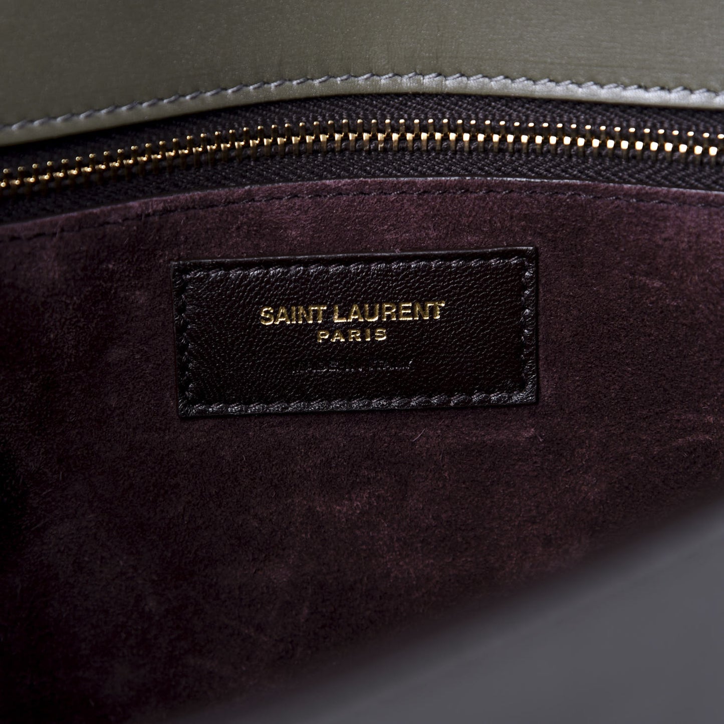 Smooth Calfskin Carre Satchel Khaki
