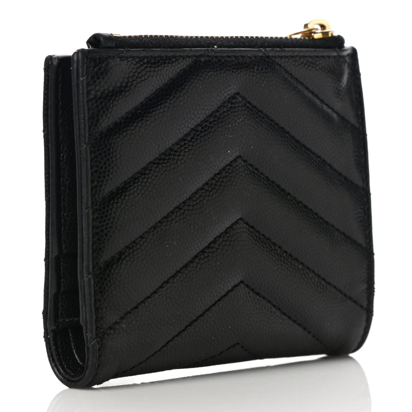 Grain De Poudre Matelasse Chevron Monogram Zipped Card Case Black