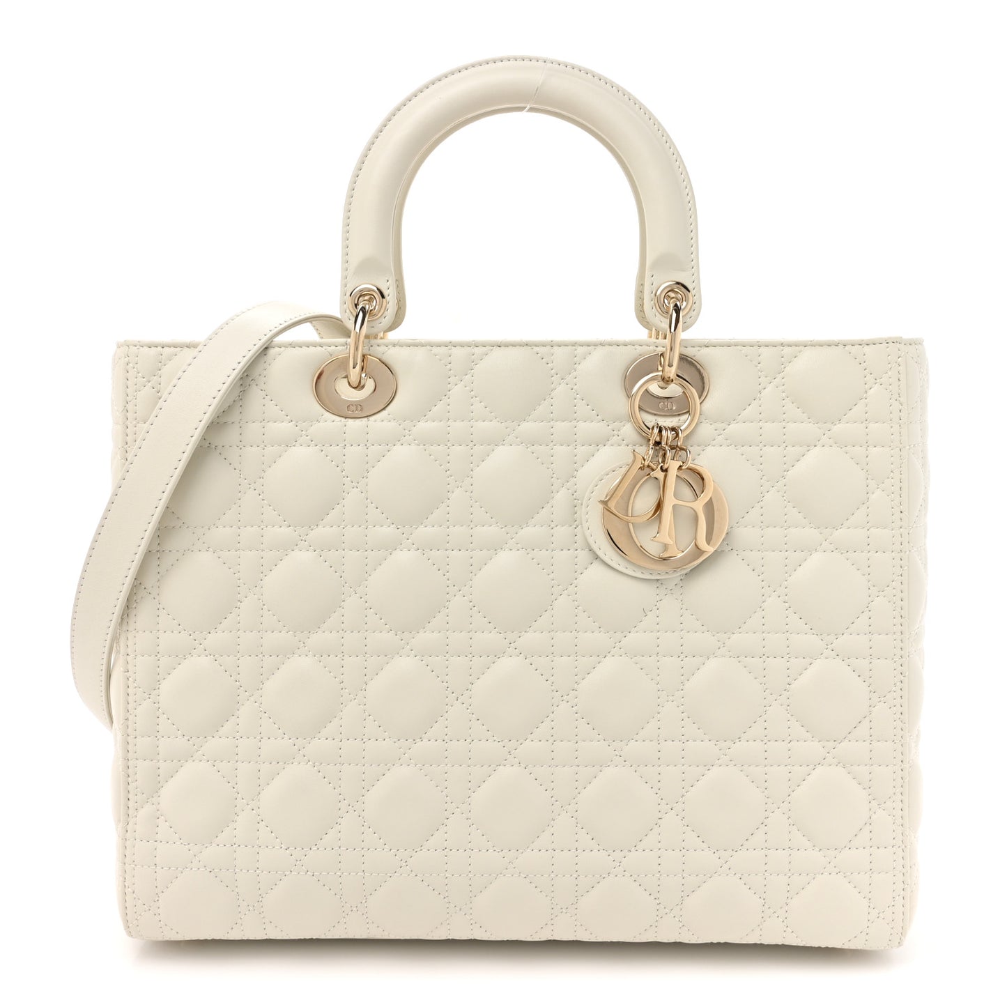 Lambskin Cannage Large Lady Dior White