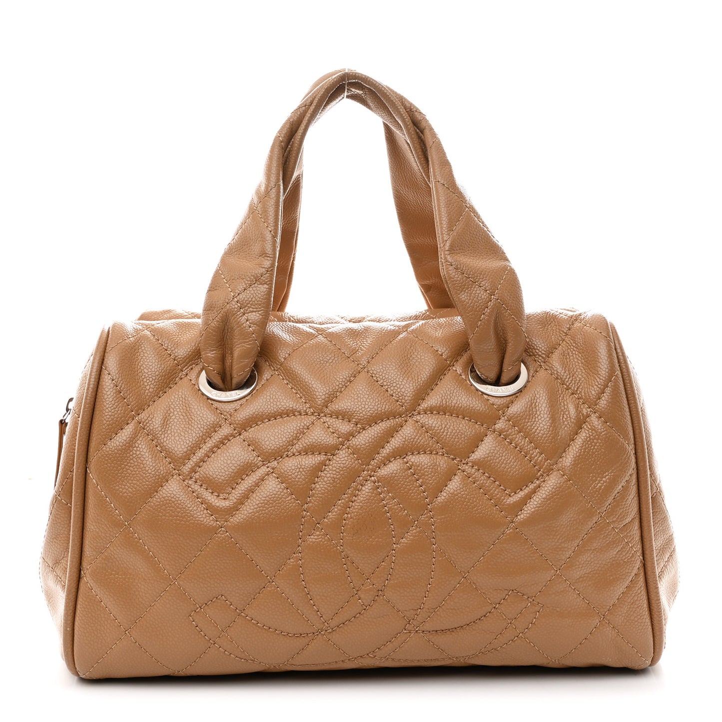 Caviar Quilted CC Timeless Bowler Dark Beige