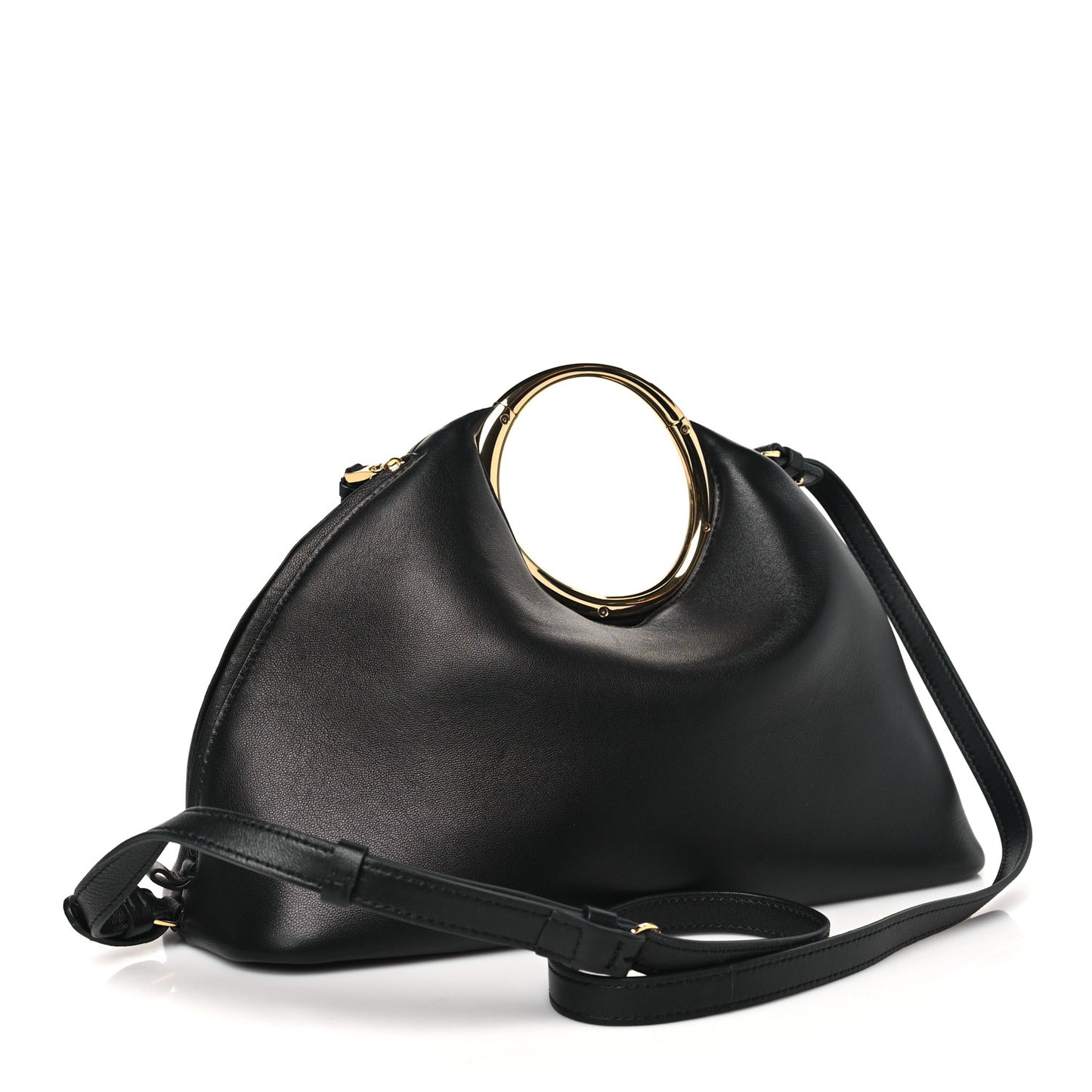 Lambskin Le Calino Ring Top Handle Bag Black