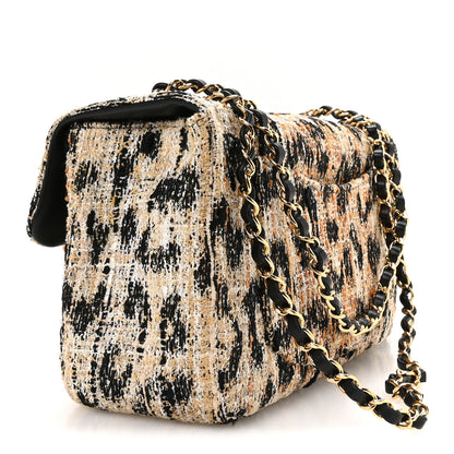 Chanel Tweed Mixed Fibers Leopard Print Small Souplissimo Maxi Flap Fawn 2 of 10