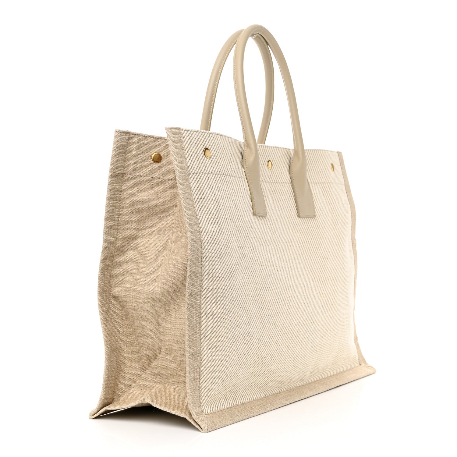 Saint Laurent Linen Calfskin Rive Gauche Tote Beige Sea Salt 3 of 9