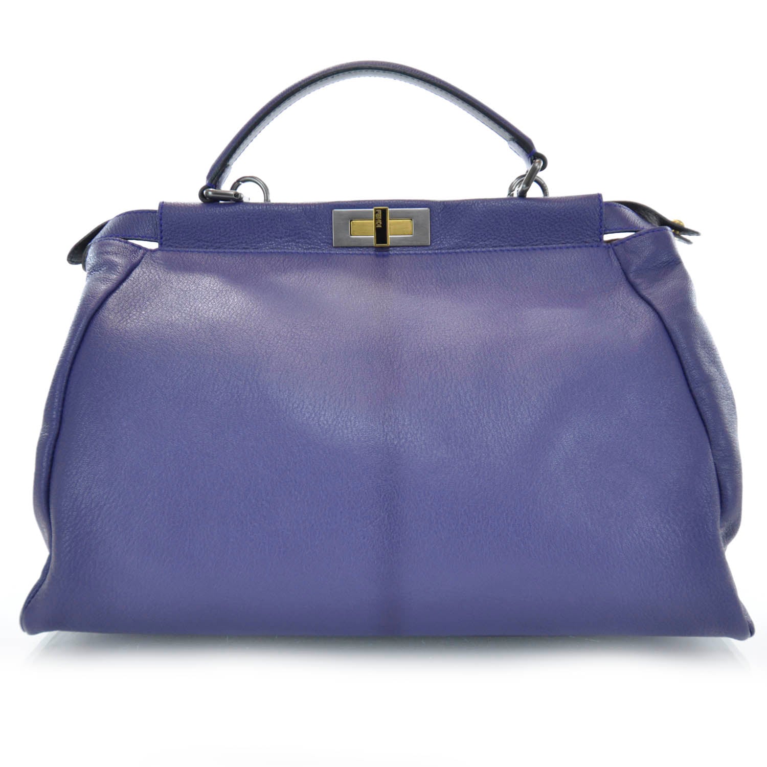 Fendi Goatskin Zucca Large Peekaboo Iconic Satchel Purple 1 of 8