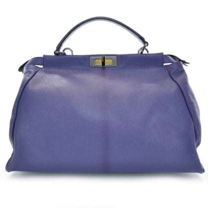 Fendi Goatskin Zucca Large Peekaboo Iconic Satchel Purple 1 of 8