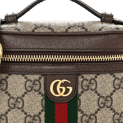 Gucci GG Supreme Monogram Textured Calfskin Web Mini Ophidia Top Handle Bag Beige Ebony New Acero 8 of 10