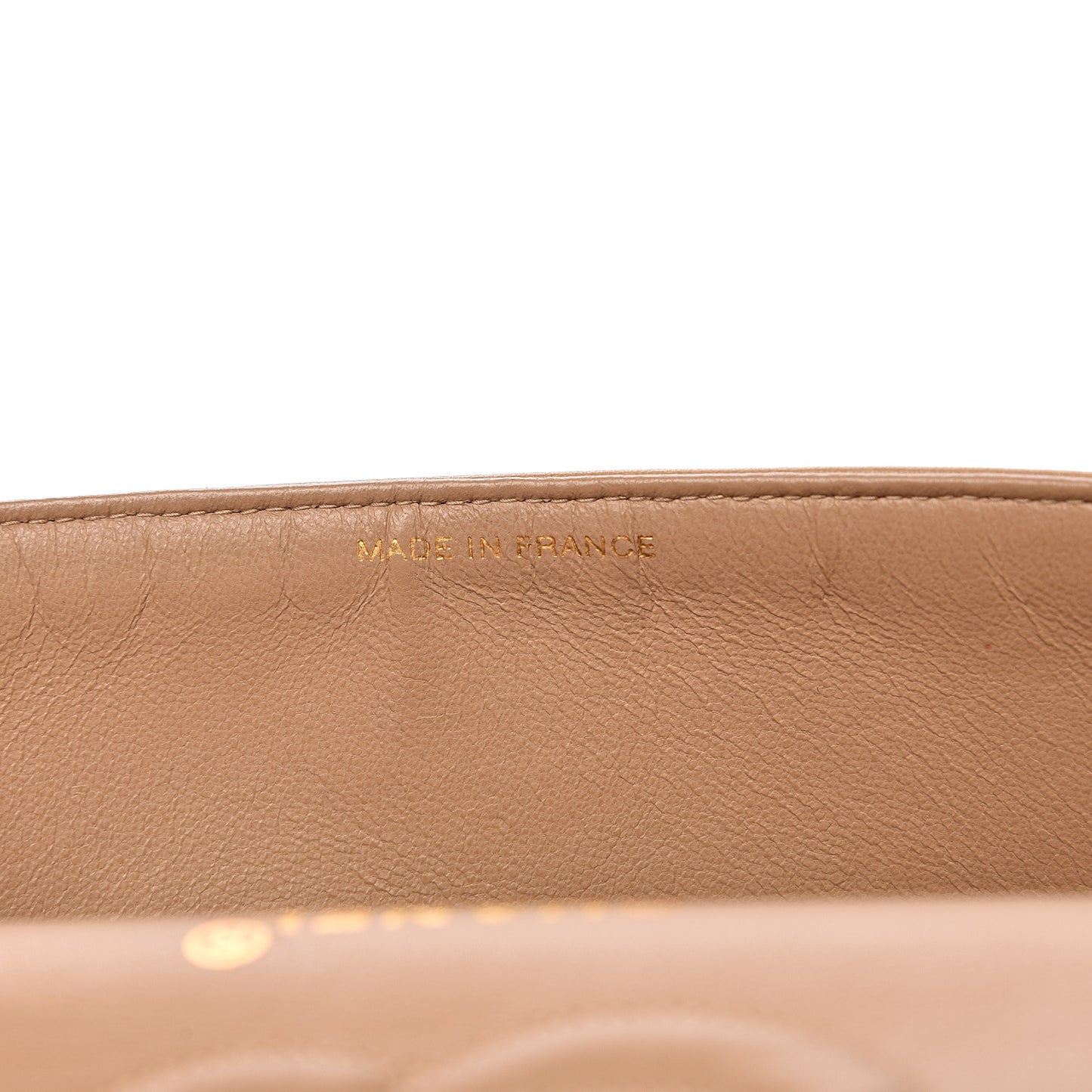 Lambskin Quilted Medium Double Flap Beige