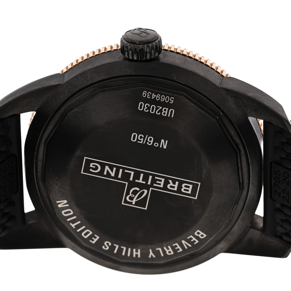 Breitling Stainless Steel 18K Rose Gold Rubber 44mm Superocean Heritage II B20 Beverly Hills Automatic Watch Black UB20303A1B1S1 4 of 5