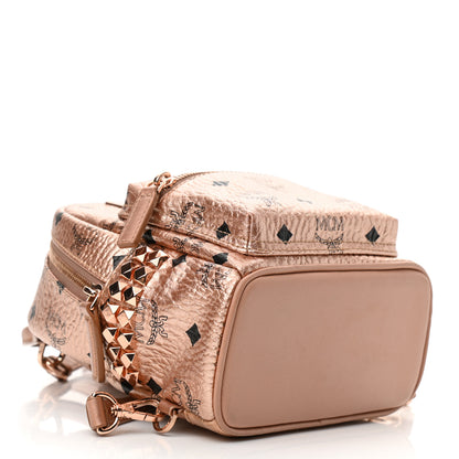 MCM Metallic Visetos Studded X-Mini Bebe Boo Backpack Champagne Gold 3 of 9