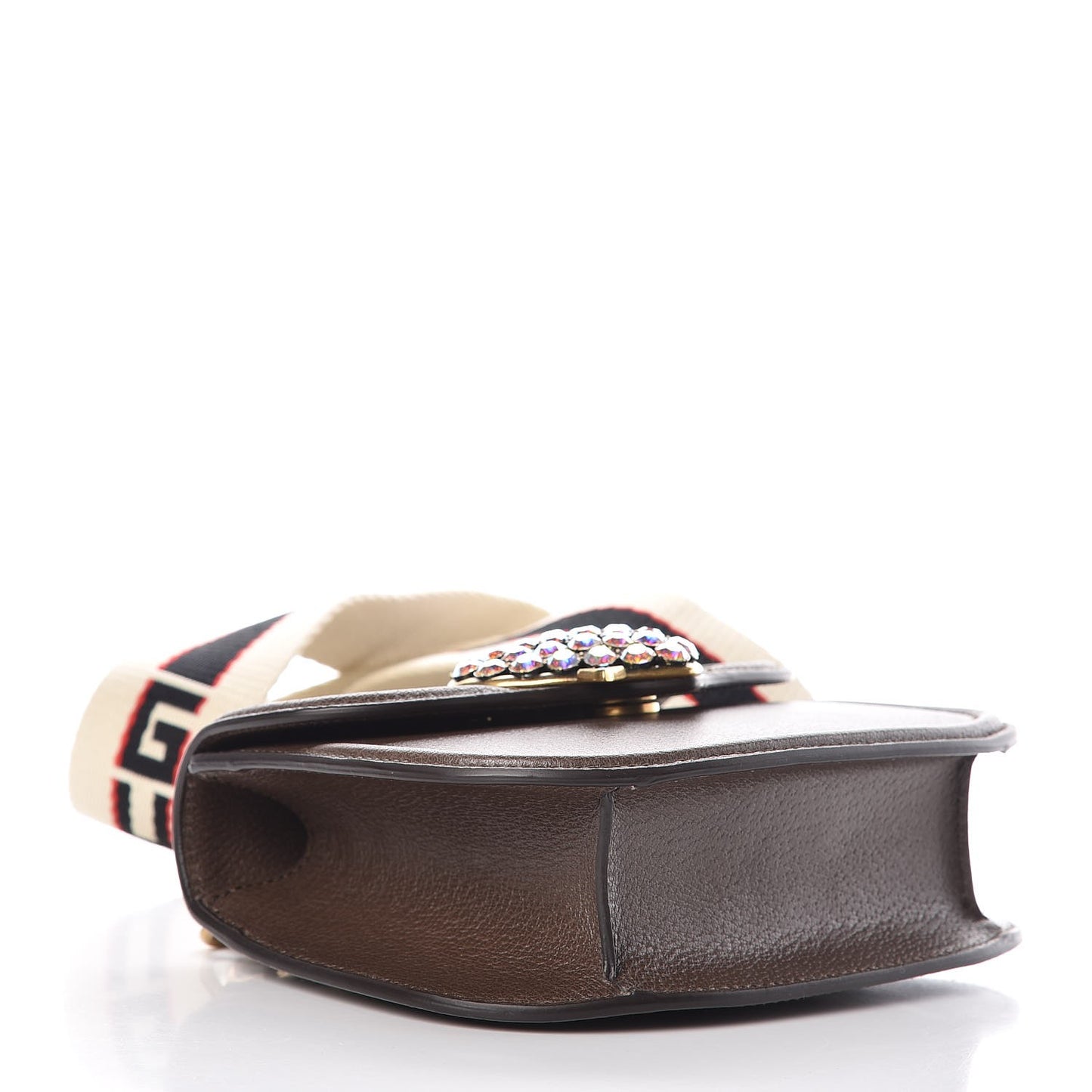 Calfskin Small Linea Crystal Heart Shoulder Bag Brown