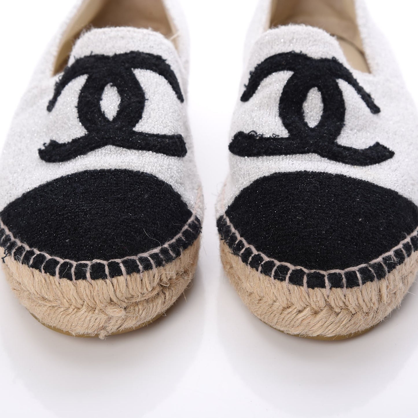 Terry Cloth CC Espadrilles 38 Silver Black