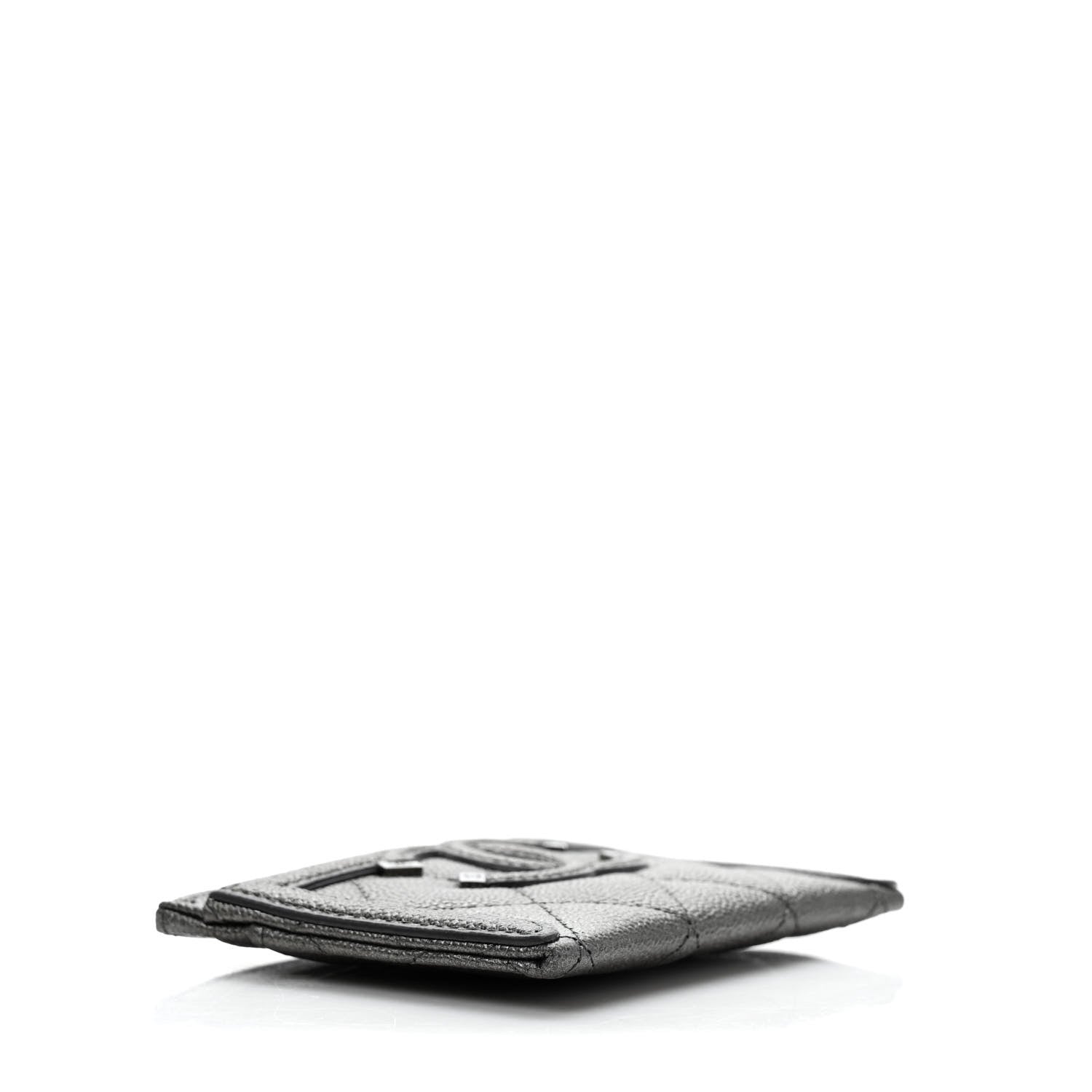 Chanel Metallic Caviar Quilted Filigree Card Holder Dark Silver 4 of 9