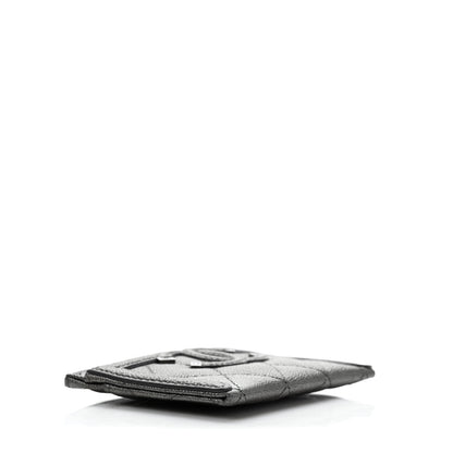 Chanel Metallic Caviar Quilted Filigree Card Holder Dark Silver 4 of 9