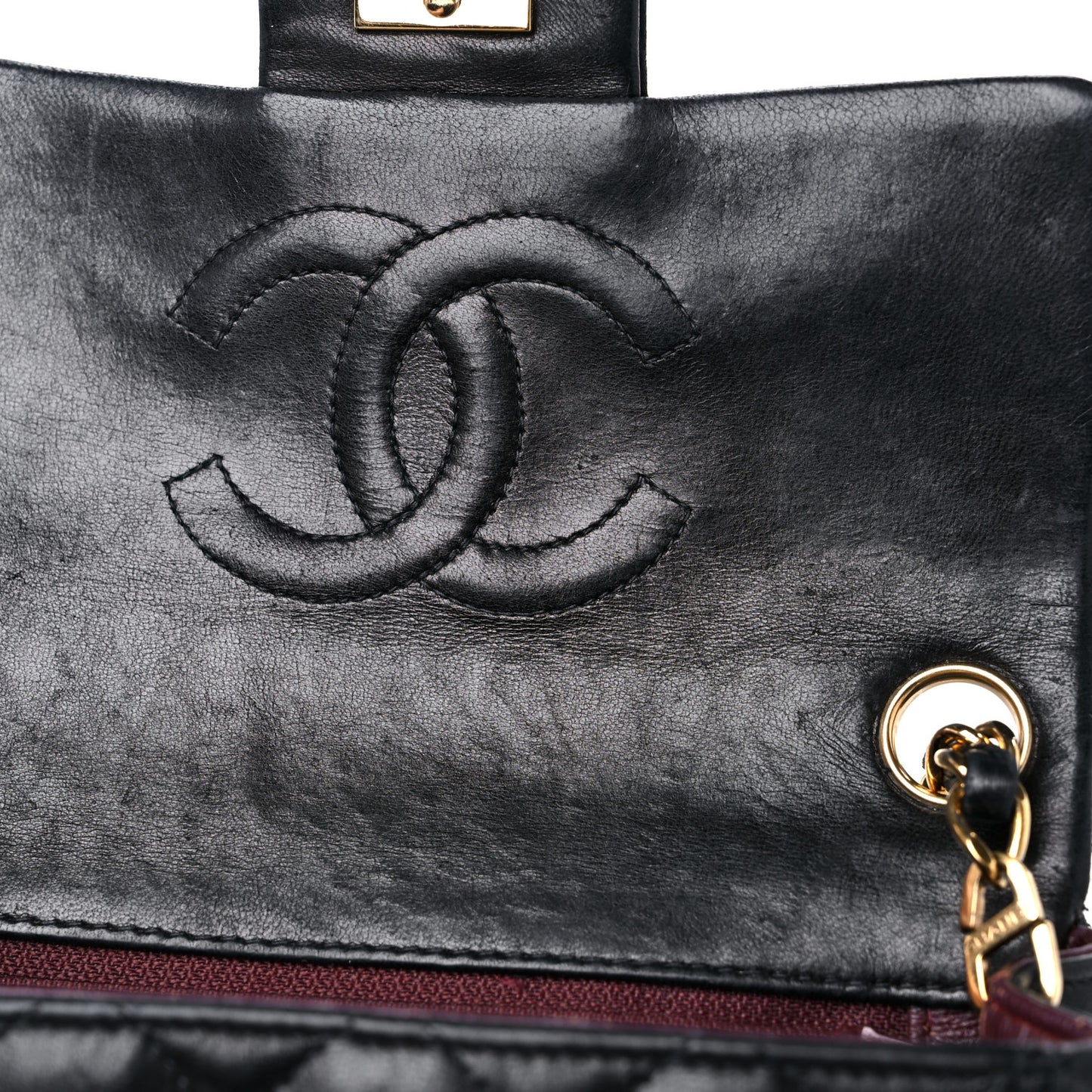 Lambskin Quilted Mini Square Flap Black