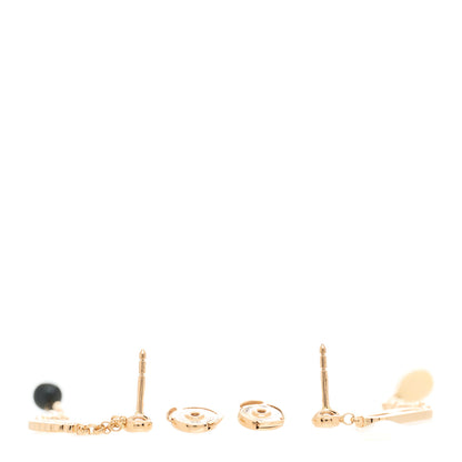 Hermes 18K Rose Gold Diamond Black Jade Pink Opal Chaine Chaos Drop Earrings 3 of 4