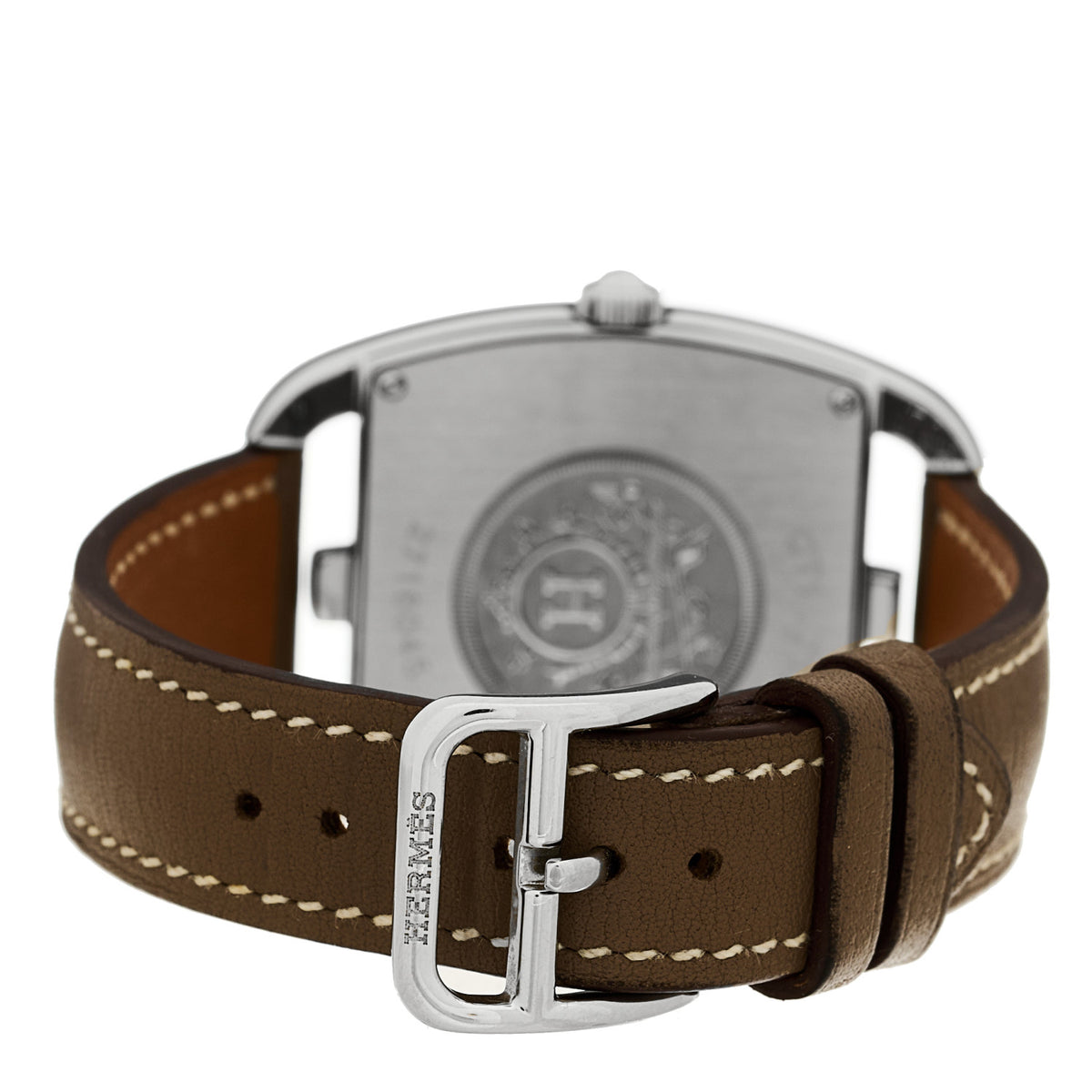 Hermes Stainless Steel Swift 33mm Cape Cod Tonneau Quartz Watch Etoupe 6 of 10