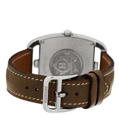 Hermes Stainless Steel Swift 33mm Cape Cod Tonneau Quartz Watch Etoupe 6 of 10