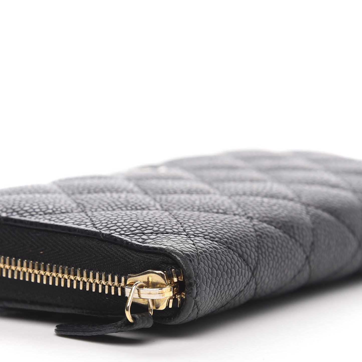 Caviar Quilted Large Gusset Zip Around Wallet Black