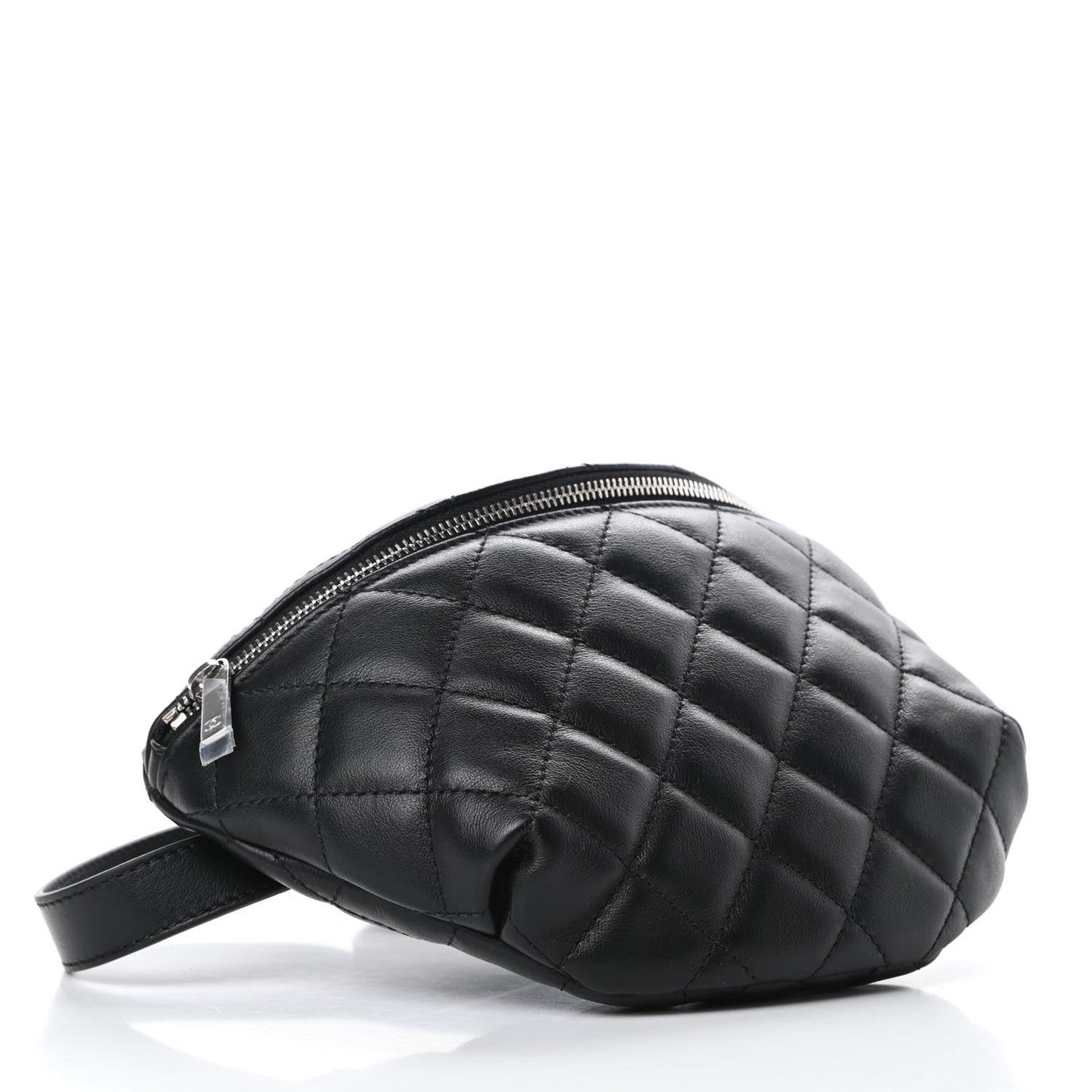 Calfskin Quilted Waist Belt Bag Black