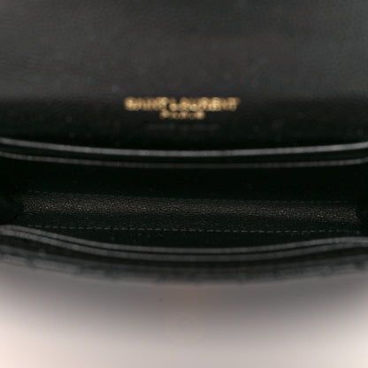 Saint Laurent Grain De Poudre Textured Mixed Matelasse Triquilt Small Monogram Envelope Wallet Black 5 of 10
