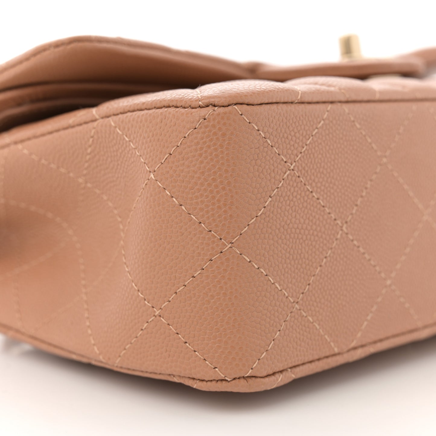 Caviar Quilted Small Double Flap Light Brown
