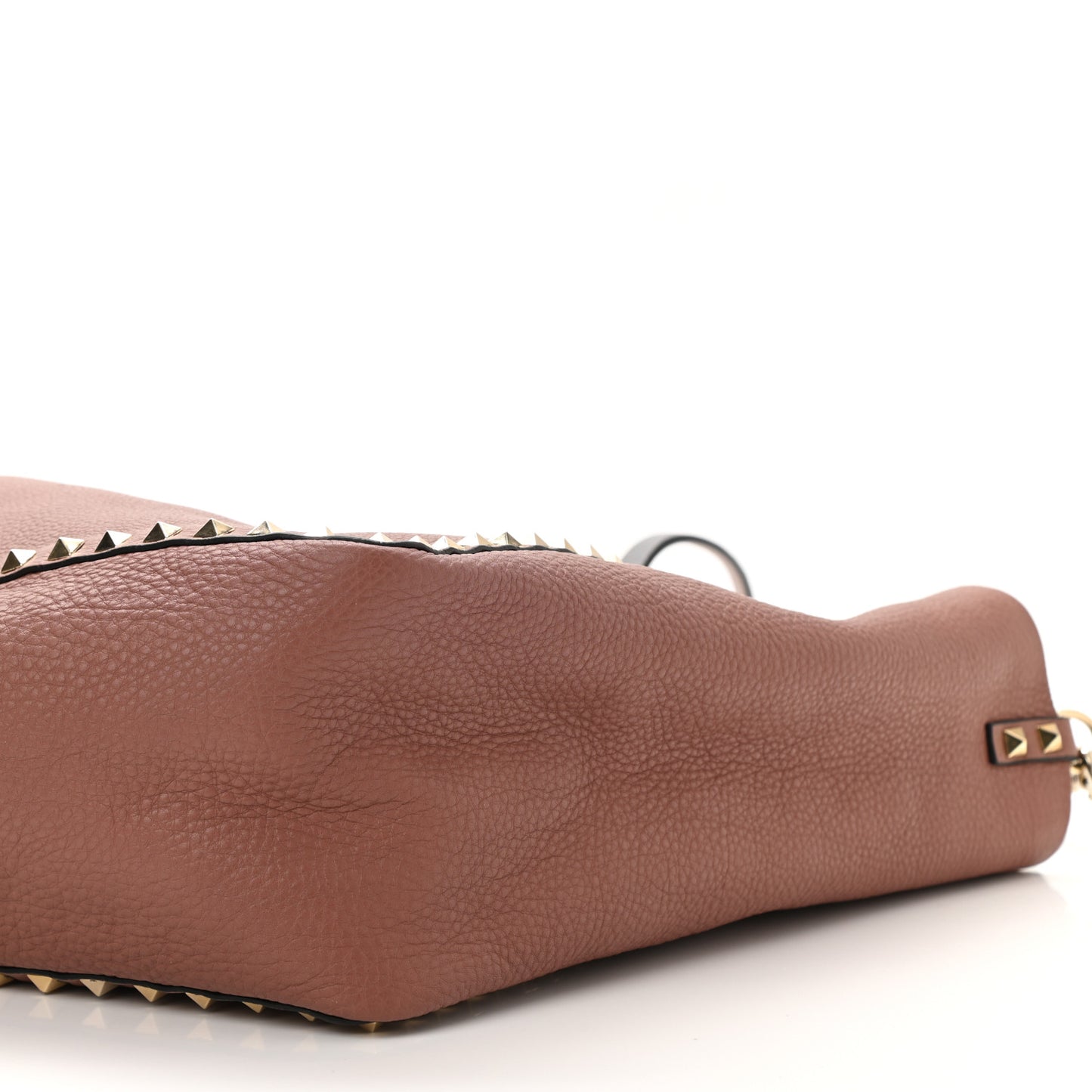 Grained Calfskin Medium Rockstud Reversible Tote Dark Rose Grey