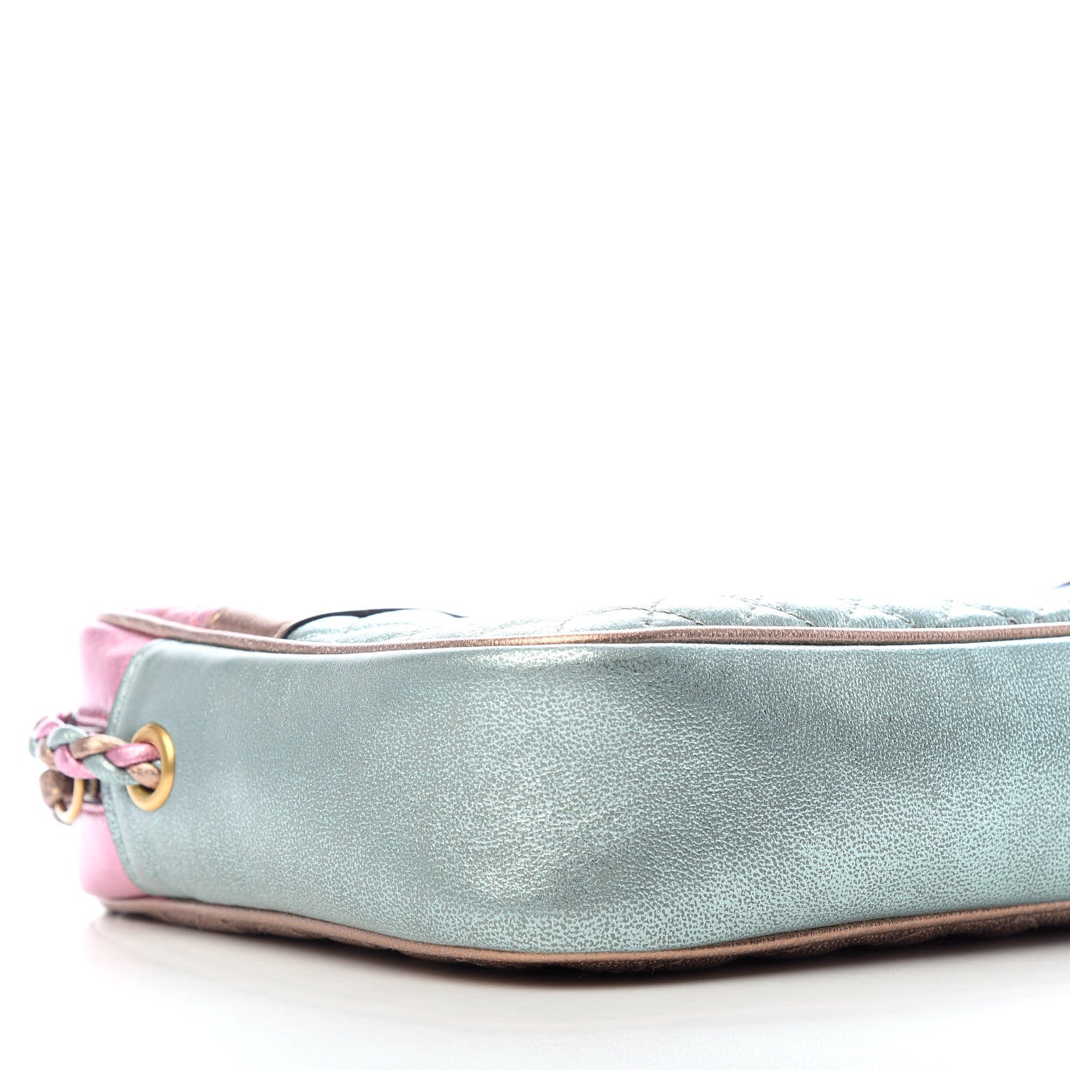 Gucci Laminated Nappa Trapuntata Small Zumi Shoulder Bag Rosa Lago Rame 8 of 10