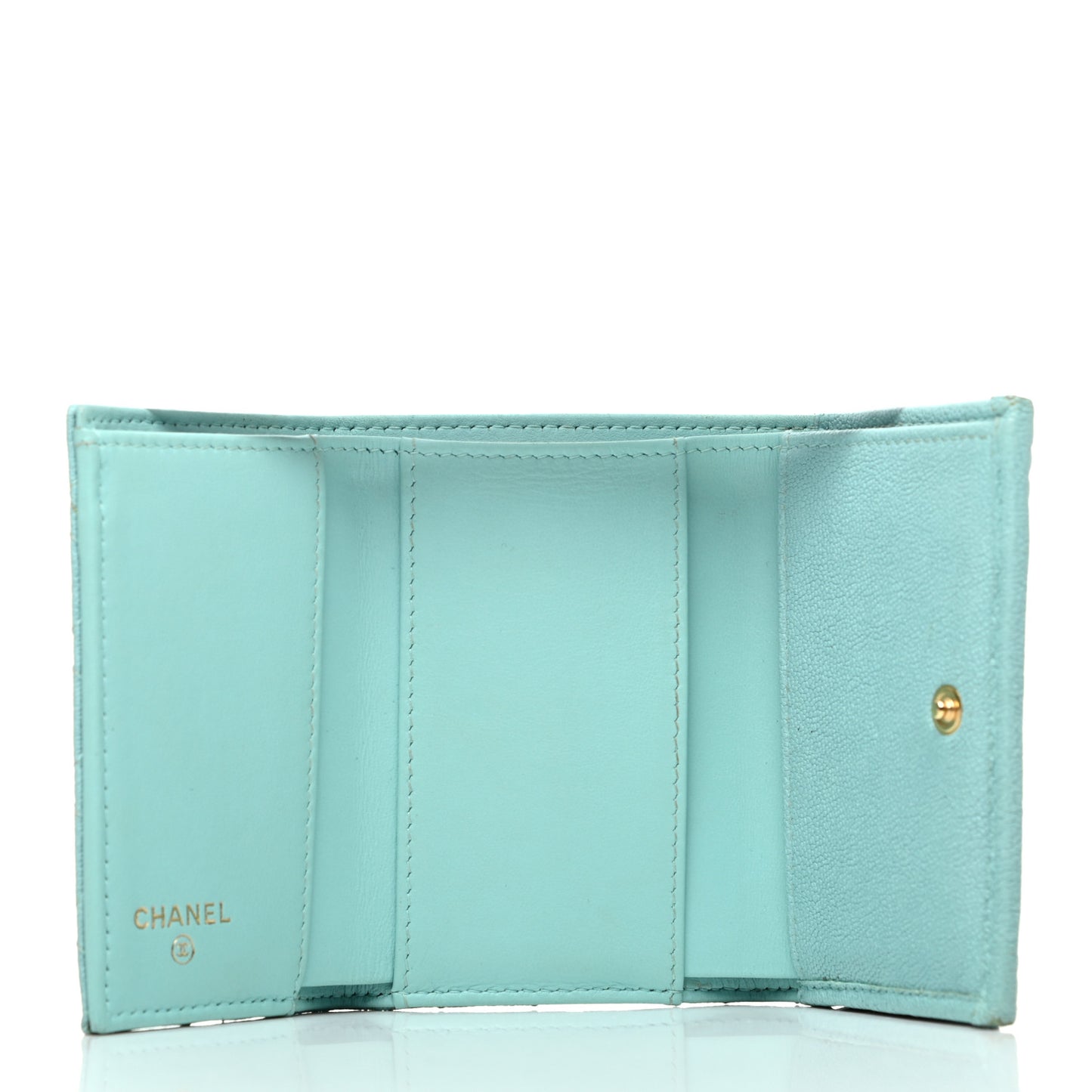 Caviar Quilted Small Boy Flap Wallet Light Blue