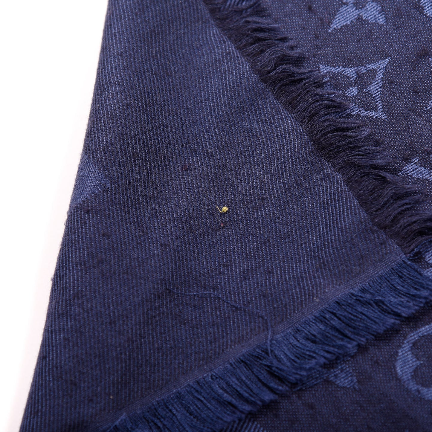 Silk Wool Monogram Shawl Night Blue