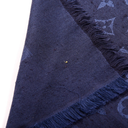 Louis Vuitton Silk Wool Monogram Shawl Night Blue 4 of 4