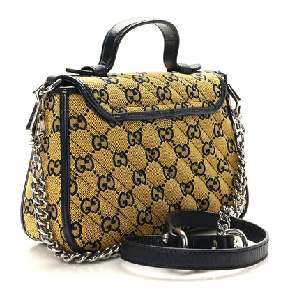 Gucci Monogram Multicolor Matelasse Diagonal Mini GG Marmont Top Handle Shoulder Bag Yellow 3 of 9